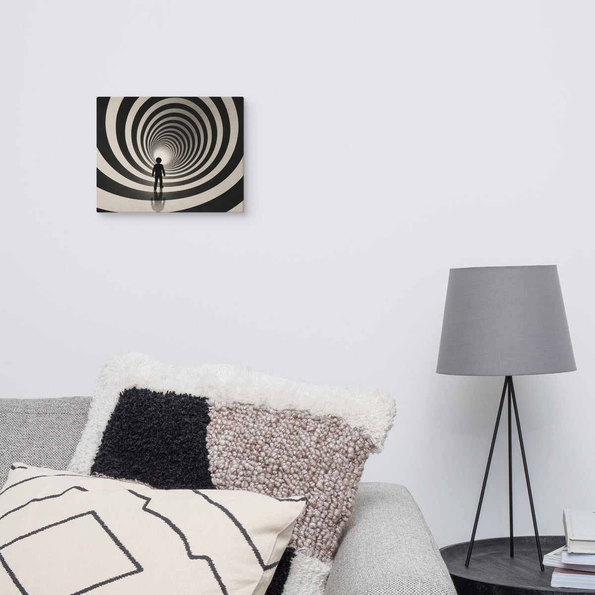 CENTERLINE — 14 × 11 in canvas. Displayed in a room.