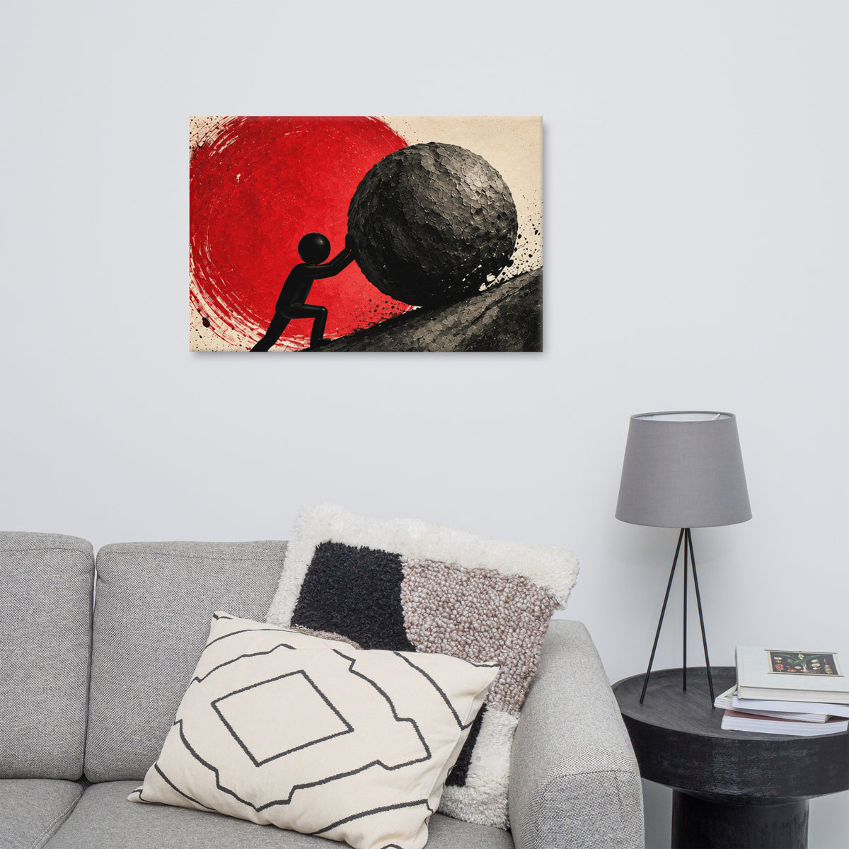 HEAVY SUN canvas displayed in a room.