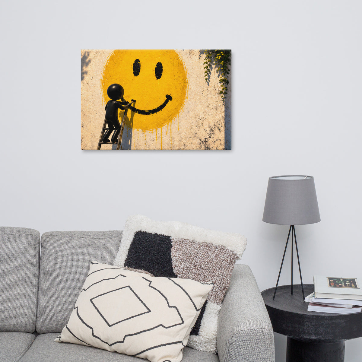 PAINT THE MOOD canvas displayed in a room.
