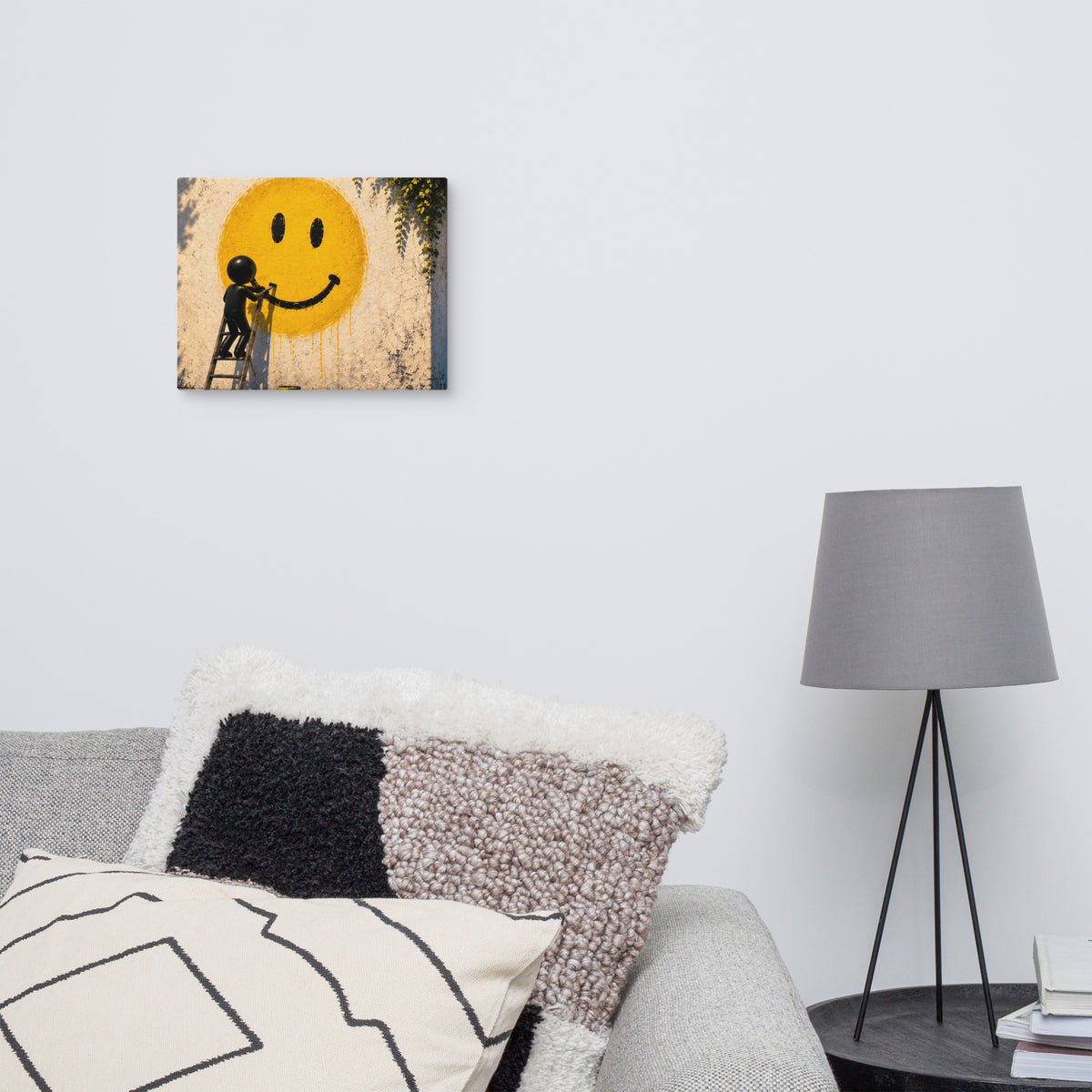 PAINT THE MOOD — 14 × 11 in canvas. Displayed in a room.