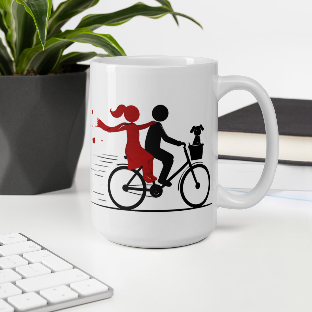 RIDE TOGETHER white 15 oz mug displayed in a workspace.