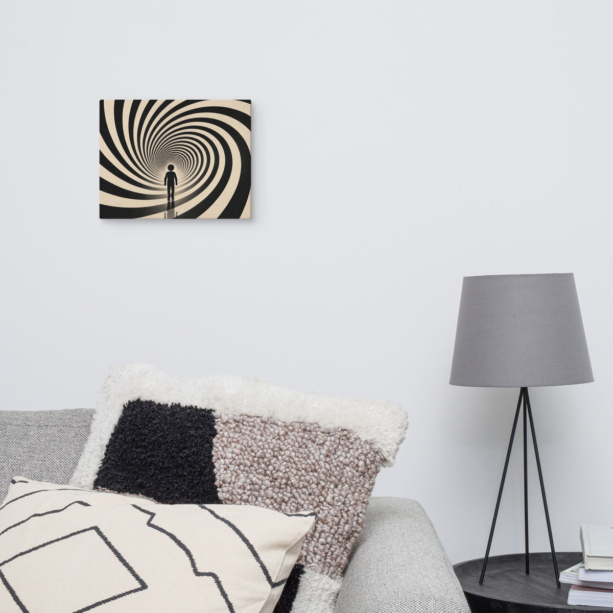 SPIRAL STATE — 14 × 11 in canvas. Displayed in a room.