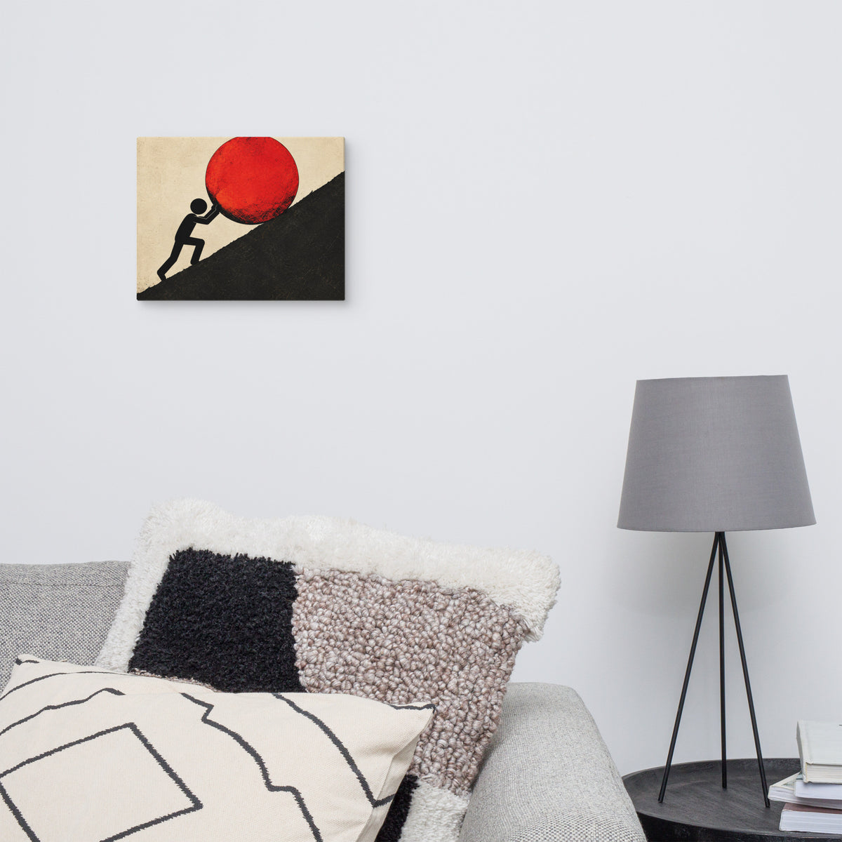 UPHILL — 14 × 11 in canvas. Displayed in a room.