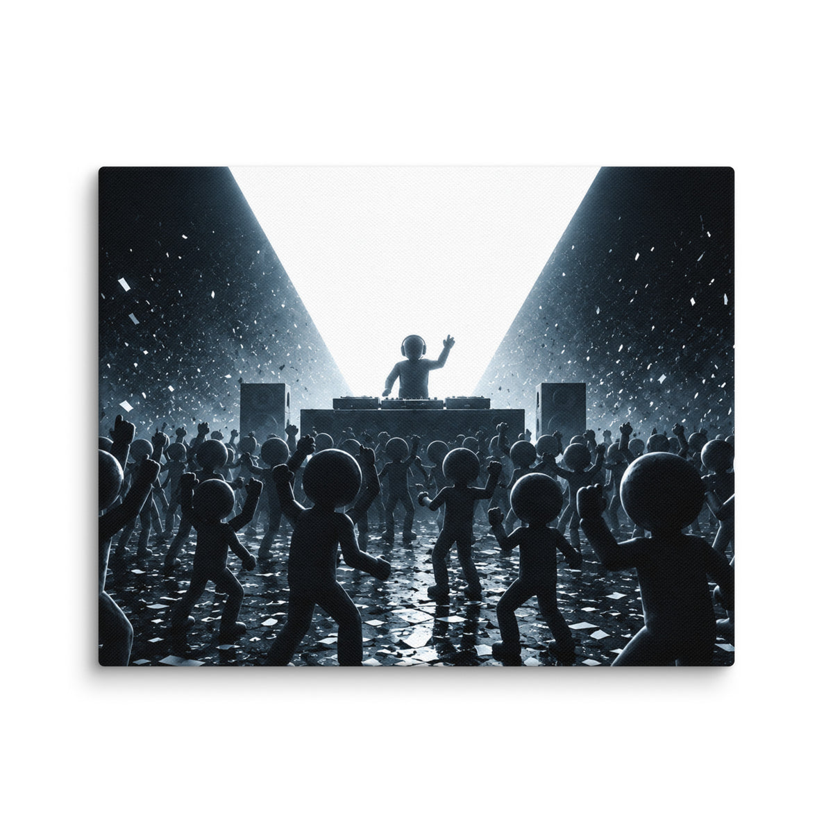 WHITE NOISE — 14 × 11 in canvas. Wall mockup.